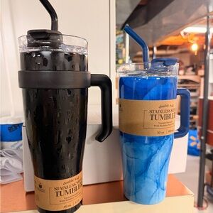 New Double Wall Stainless Steel Tumbler Set - Black and Blue